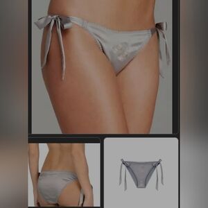 Estella McCartny Elegant Gray Silk Tie-Side Panties, Size SML